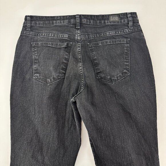 Lee Relaxed Fit Straight Leg High Rise Women's size 14P Black Denim Jeans - Picture 5 of 5